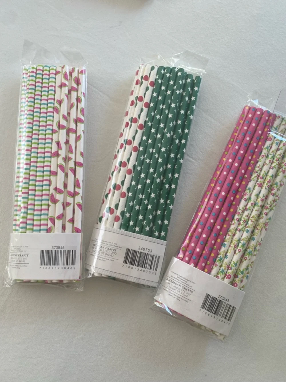 Pink & Green Party Paper Straws - Mixed Patterns
